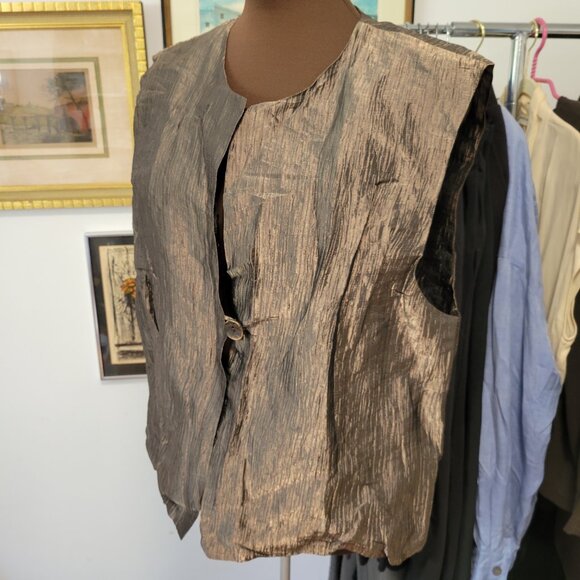 Susan Kirscher Designer Copper Metallic Vest Size Large - Picture 3 of 7